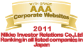 WITH GRADE AAA Corporate Websites 2011 Nikko Investor Relations Co.,Ltd. Ranking in all listed companies in Japan