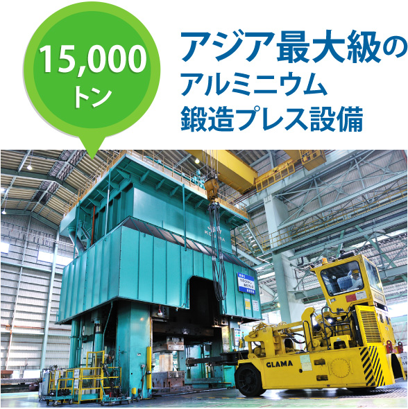 15,000トン アジア最大級のアルミニウム鍛造プレス設備