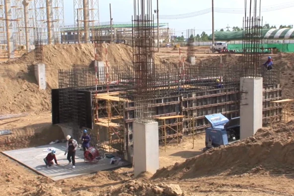 Scene during construction