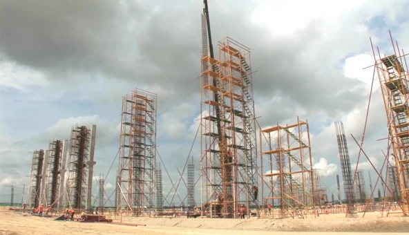 Scene during construction