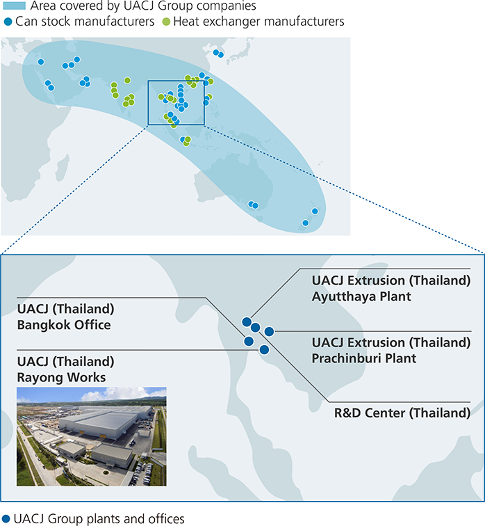 UACJ Group offices and plants in Thailand