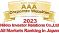 WITH GRADE AAA Corporate Websites 2020 Nikko Investor Relations Co.,Ltd. Ranking in all listed companies in Japan