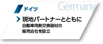 ドイツ：現地パートナーとともに自動車用熱交換器材の販売会社を設立